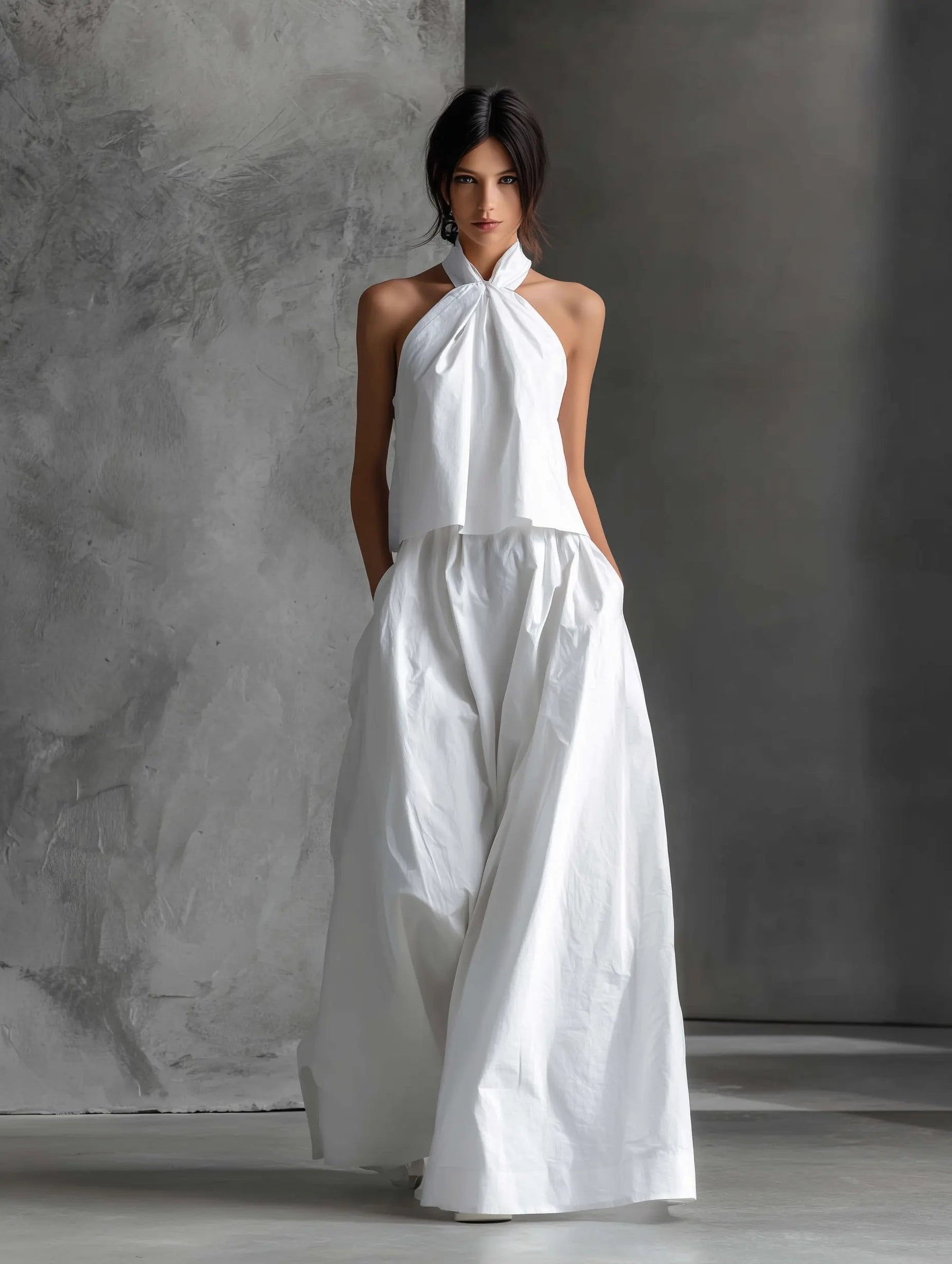 Evelyn Halter Neck Linen Two-Piece Set