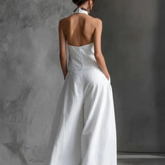 Evelyn Halter Neck Linen Two-Piece Set