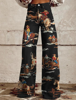 Sienna Western Print Wide-Leg Jeans