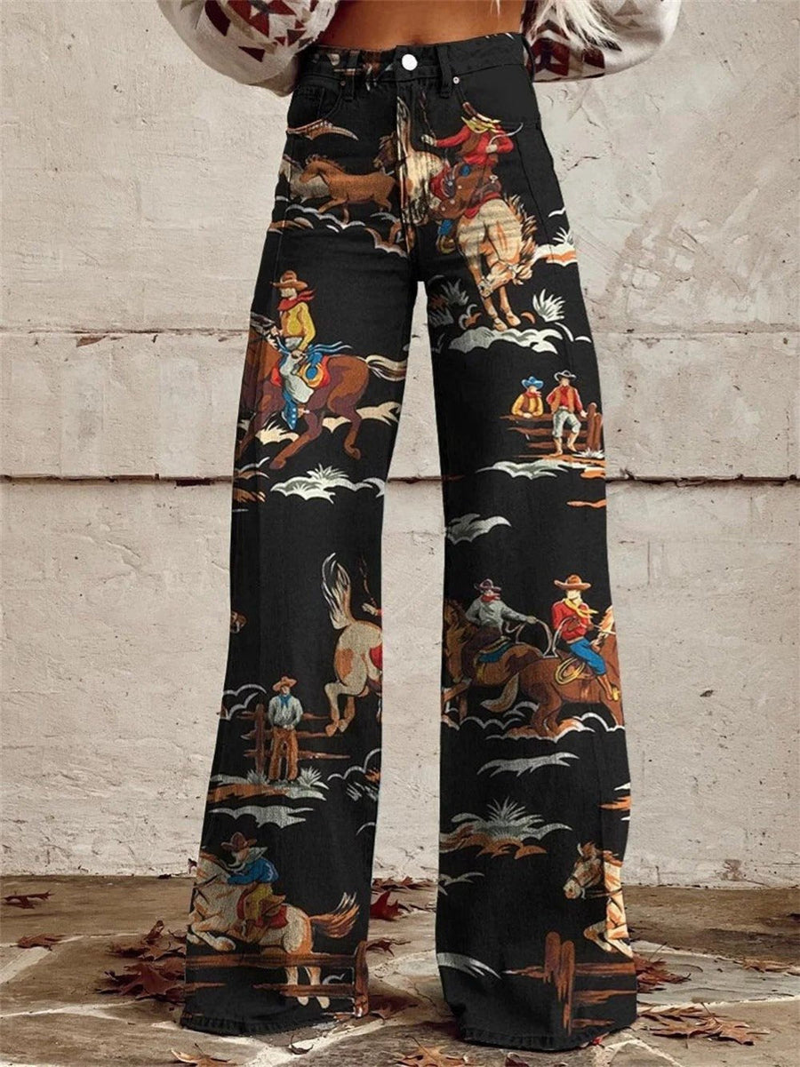 Sienna Western Print Wide-Leg Jeans