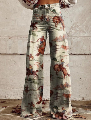 Sienna Western Print Wide-Leg Jeans