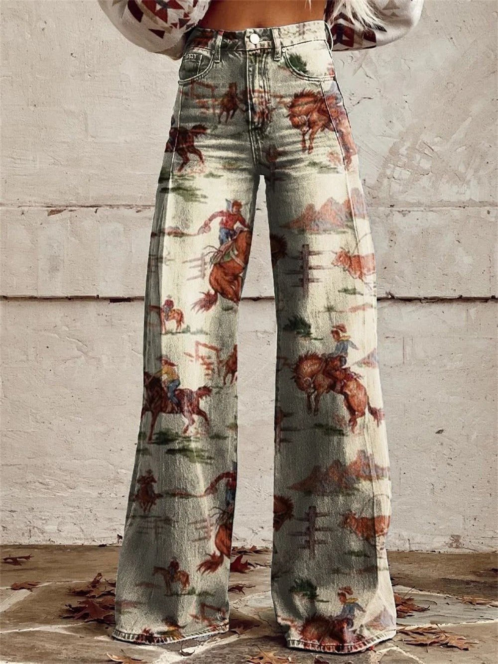 Sienna Western Print Wide-Leg Jeans
