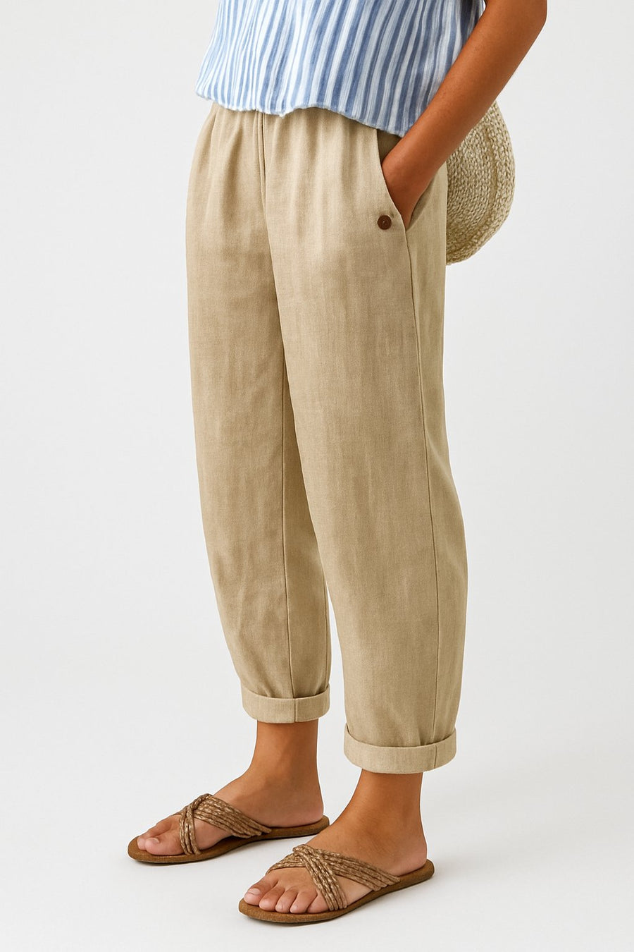 Evelyn Relaxed Linen-Look Trousers