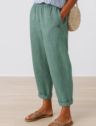 Evelyn Relaxed Linen-Look Trousers