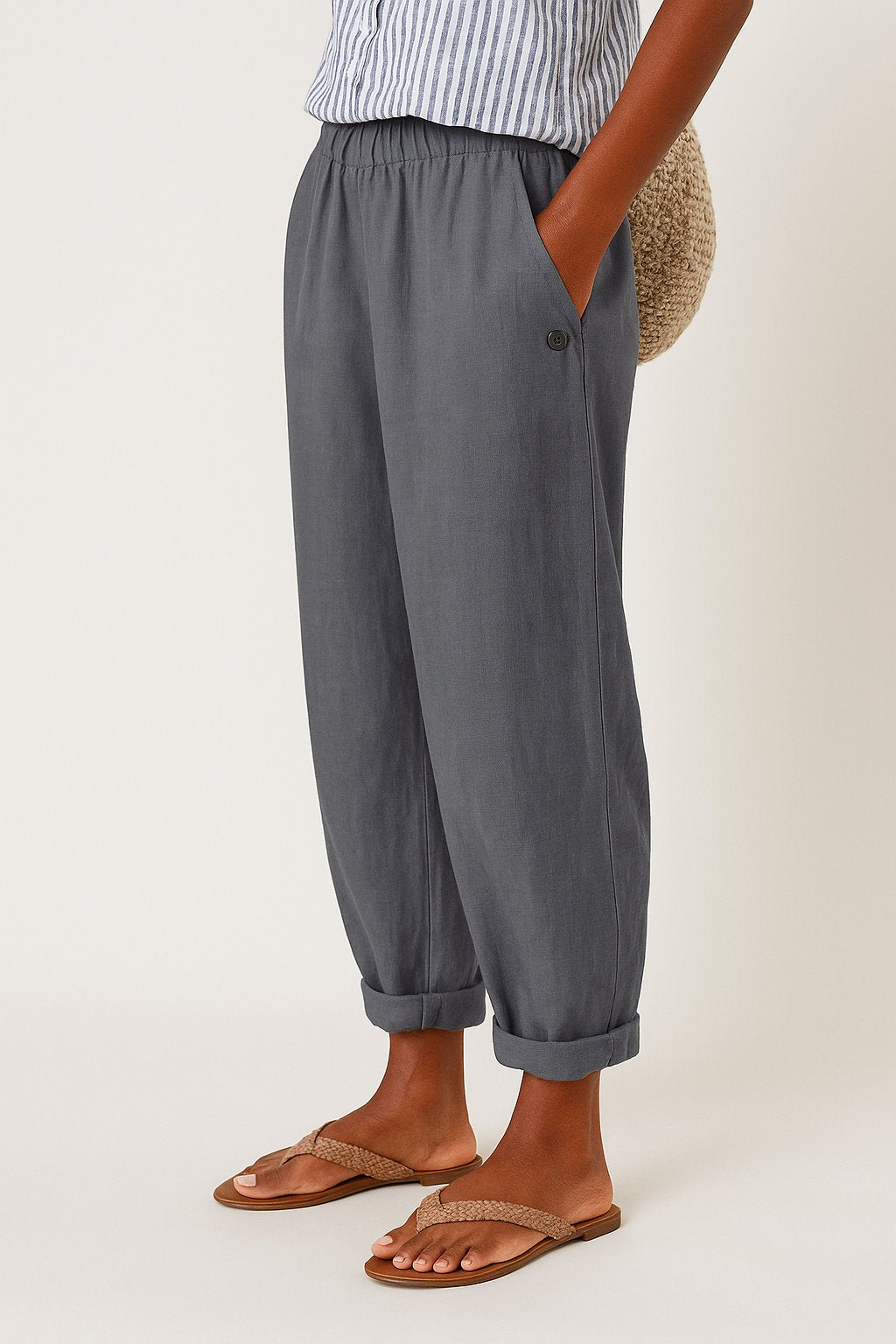 Evelyn Relaxed Linen-Look Trousers