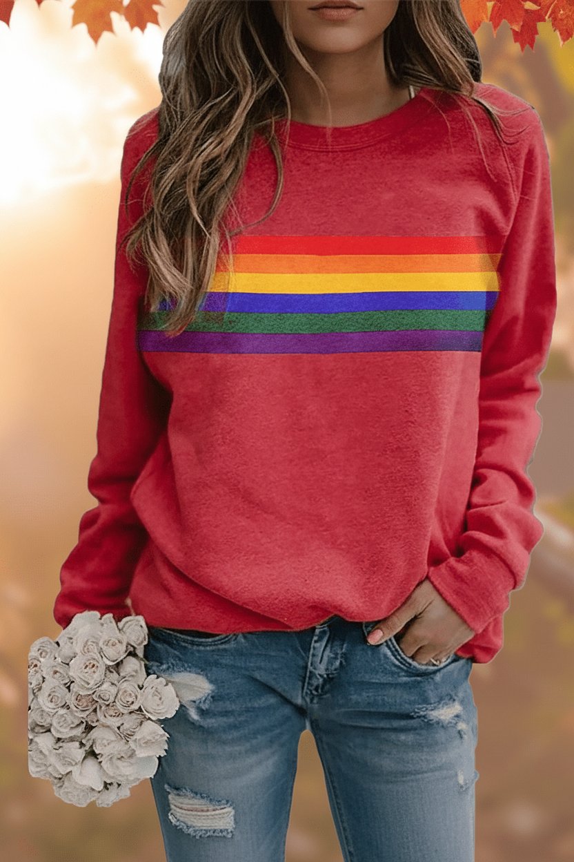 Lily Rainbow Striped Crew-Neck Jumper