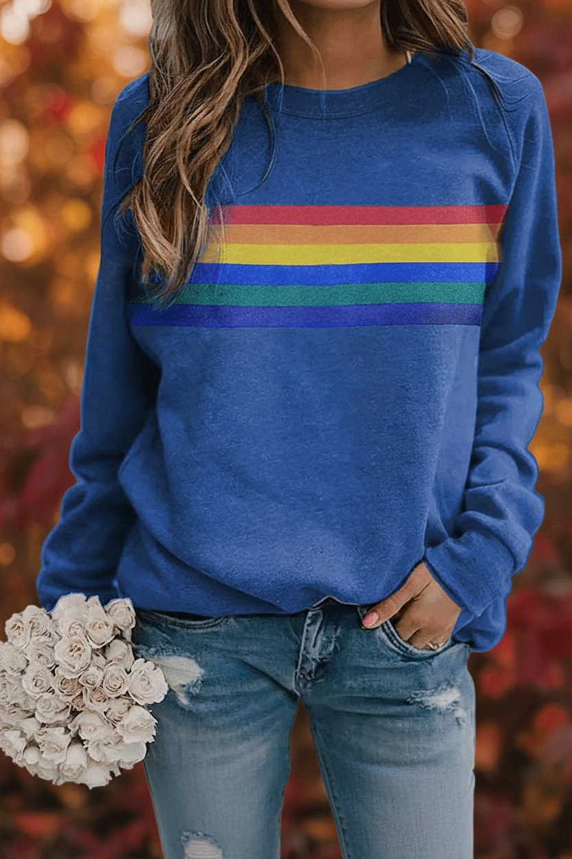 Lily Rainbow Striped Crew-Neck Jumper