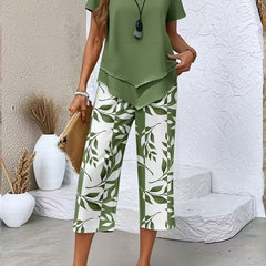Scarlett Relaxed Leaf Print Two-Piece Set