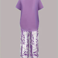 Scarlett Relaxed Leaf Print Two-Piece Set