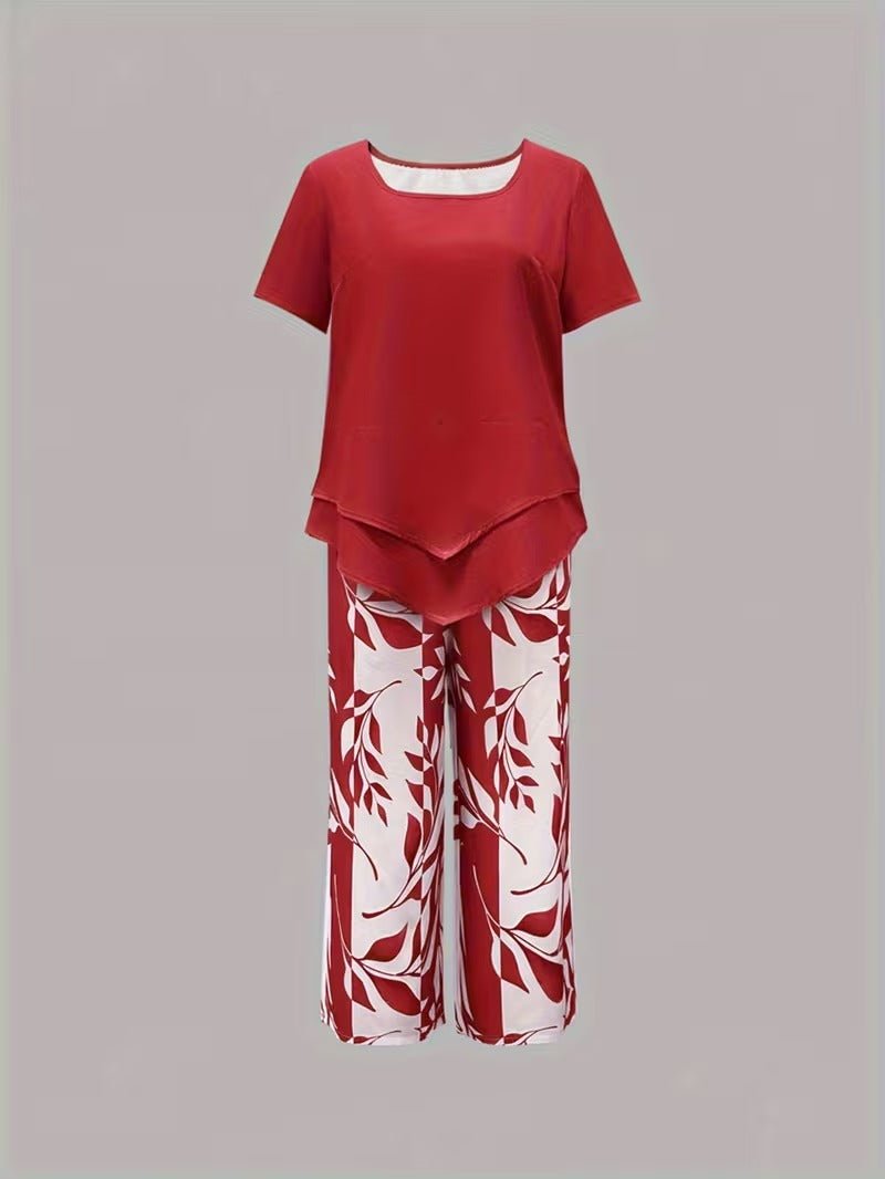 Scarlett Relaxed Leaf Print Two-Piece Set