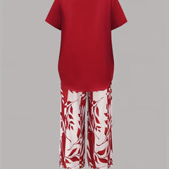 Scarlett Relaxed Leaf Print Two-Piece Set