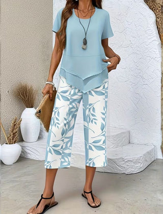 Scarlett Relaxed Leaf Print Two-Piece Set