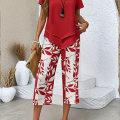 Scarlett Relaxed Leaf Print Two-Piece Set