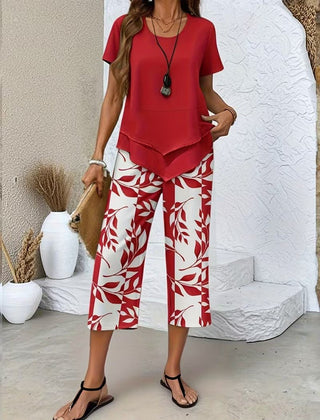 Scarlett Relaxed Leaf Print Two-Piece Set