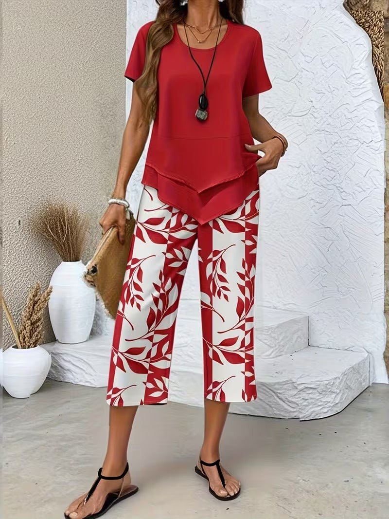 Scarlett Relaxed Leaf Print Two-Piece Set