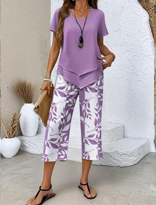 Scarlett Relaxed Leaf Print Two-Piece Set