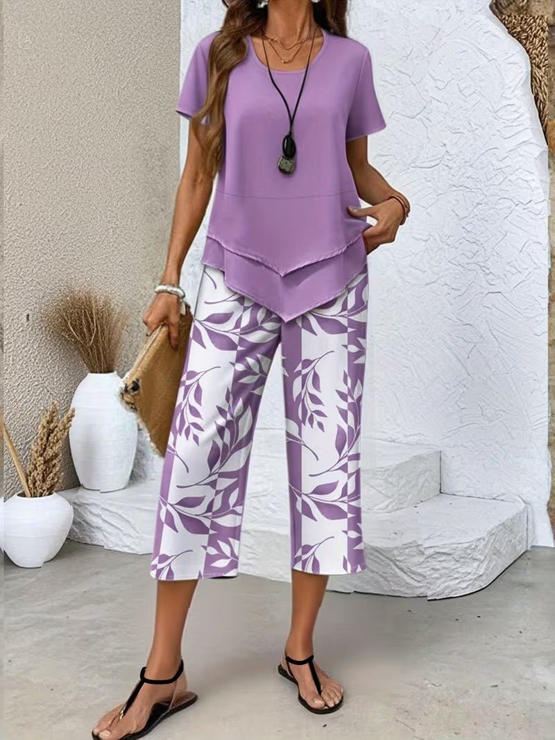 Scarlett Relaxed Leaf Print Two-Piece Set