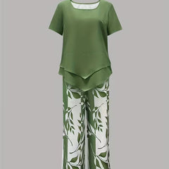 Scarlett Relaxed Leaf Print Two-Piece Set