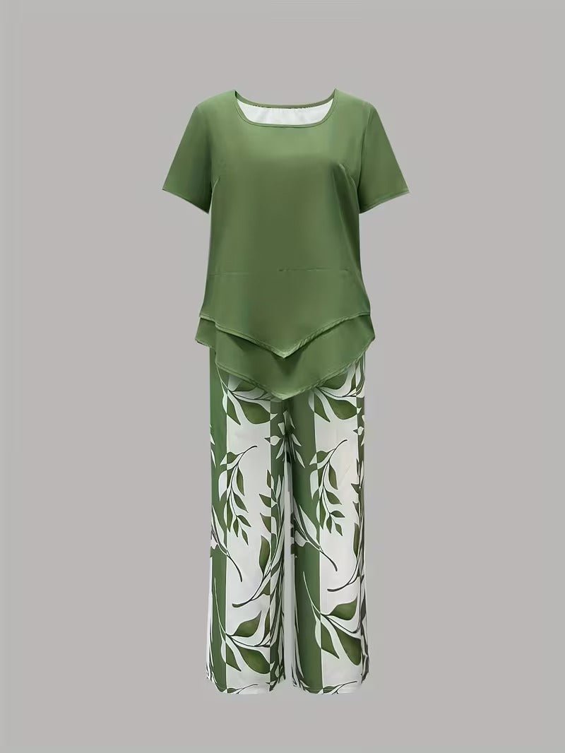 Scarlett Relaxed Leaf Print Two-Piece Set