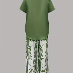 Scarlett Relaxed Leaf Print Two-Piece Set