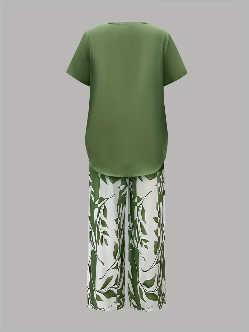 Scarlett Relaxed Leaf Print Two-Piece Set