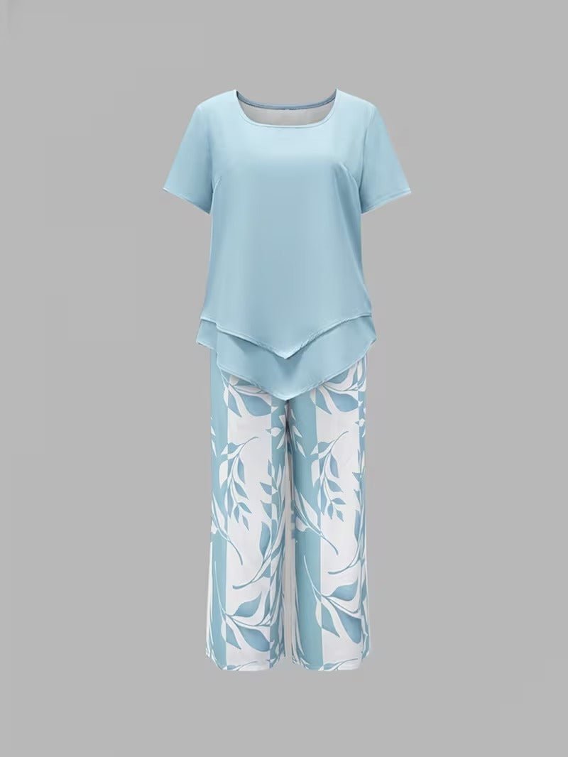 Scarlett Relaxed Leaf Print Two-Piece Set
