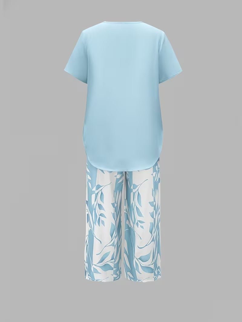 Scarlett Relaxed Leaf Print Two-Piece Set