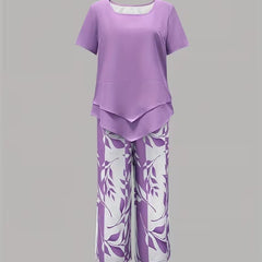 Scarlett Relaxed Leaf Print Two-Piece Set