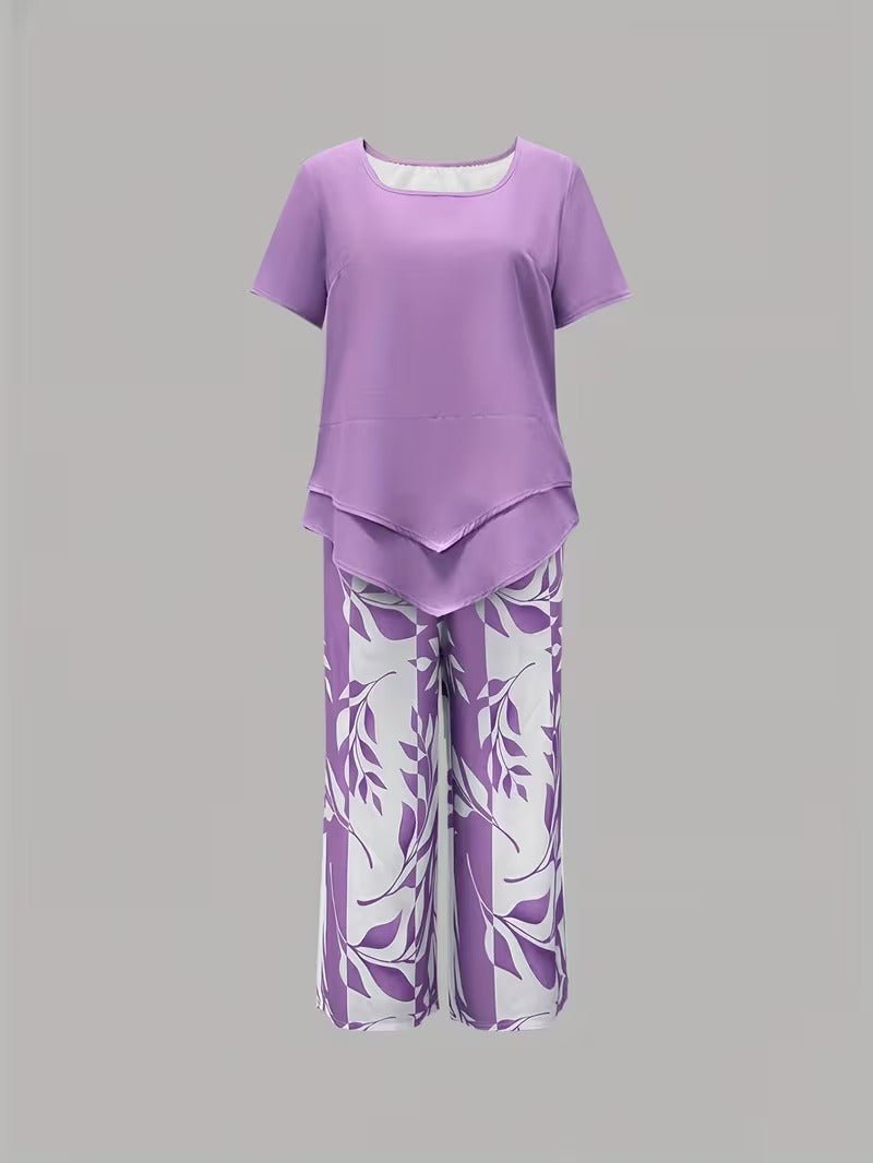 Scarlett Relaxed Leaf Print Two-Piece Set