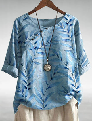 Phoebe Watercolour Print Linen Top