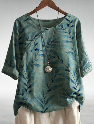 Phoebe Watercolour Print Linen Top