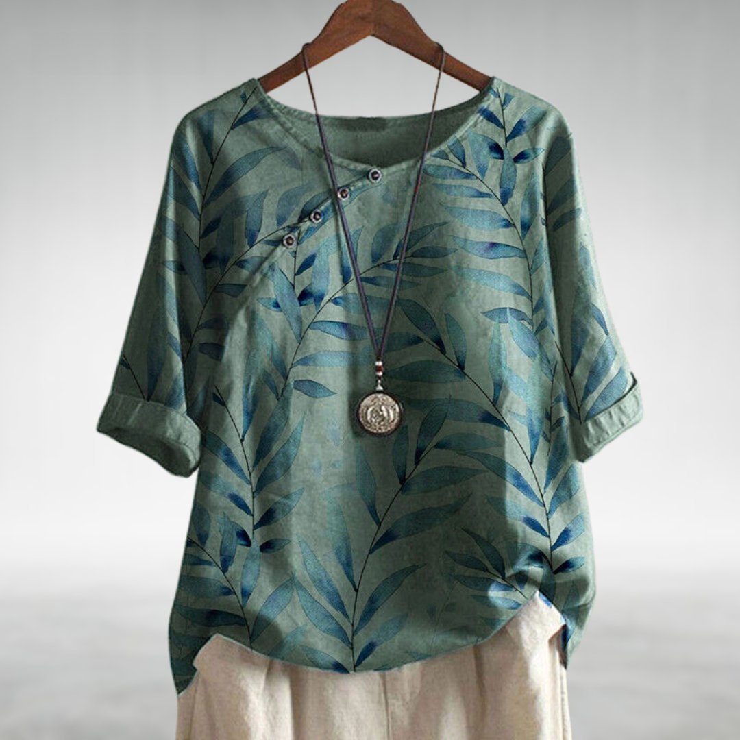 Phoebe Watercolour Print Linen Top