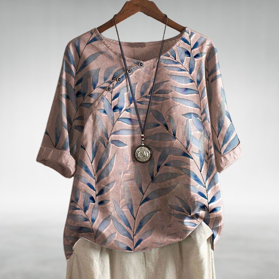 Phoebe Watercolour Print Linen Top