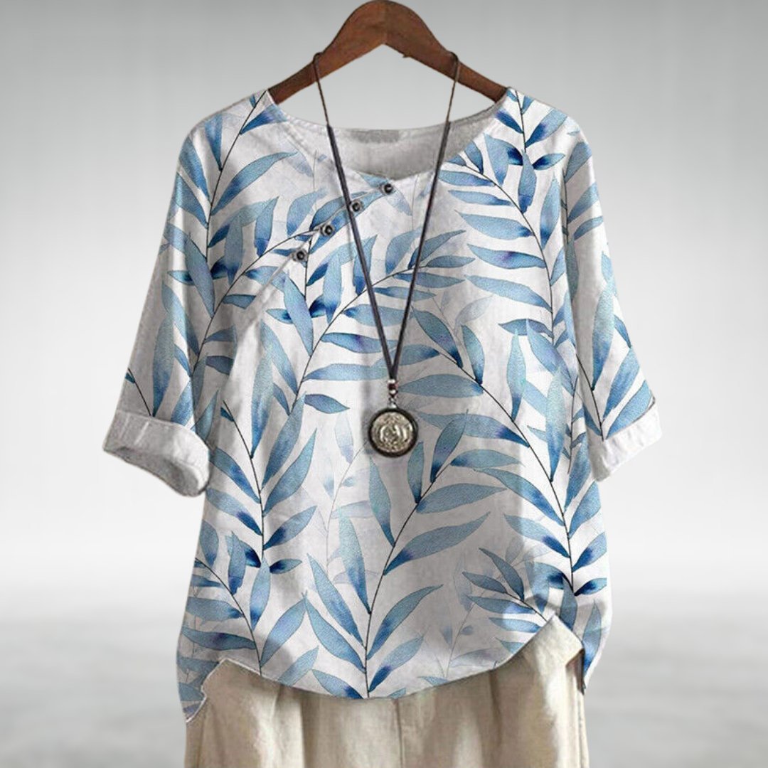Phoebe Watercolour Print Linen Top